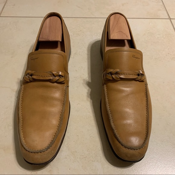Salvatore Ferragamo Prato Loafers Tan Leather 10 D - Picture 6 of 9